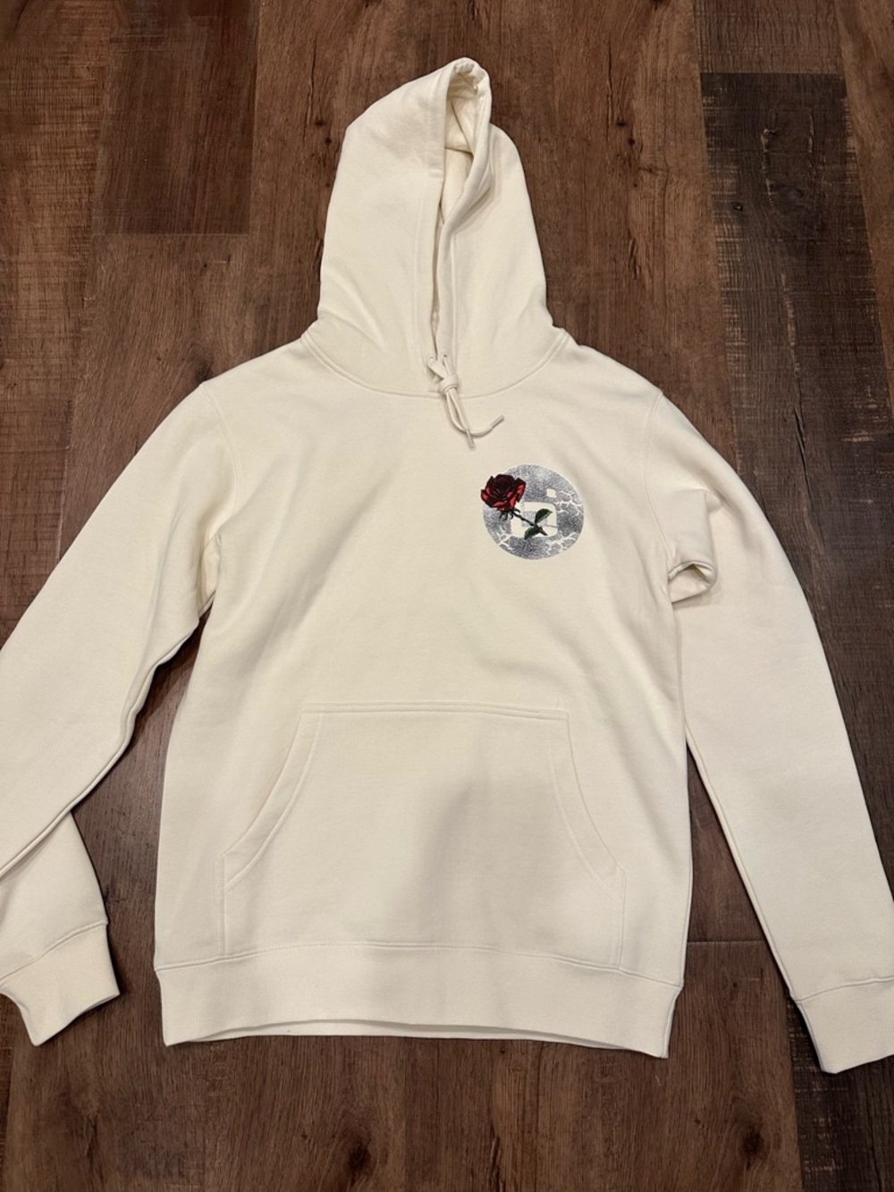 Ball is life premium Men's Cream Hoodie with Rose Graphic size S